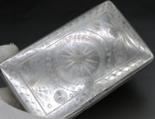 Antique 1853 Dutch Silver Hand Engraved Box 5 1/4" X 3 1/8"