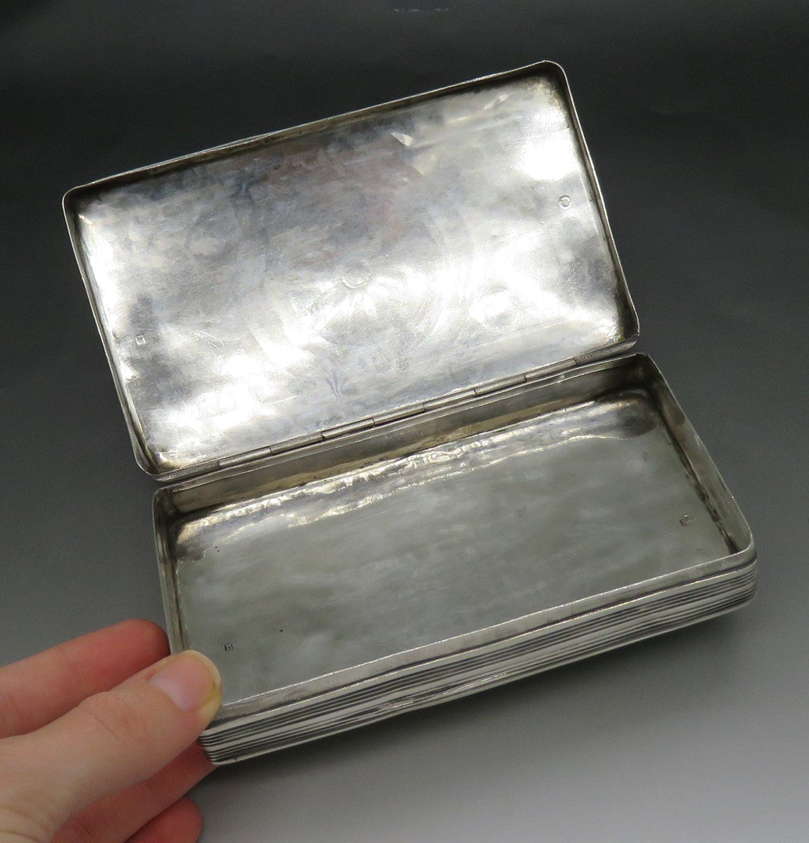 Antique 1853 Dutch Silver Hand Engraved Box 5 1/4" X 3 1/8"