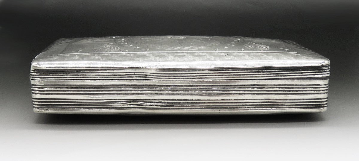 Antique 1853 Dutch Silver Hand Engraved Box 5 1/4" X 3 1/8"