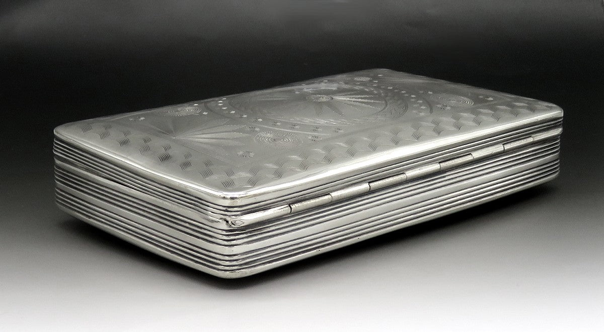 Antique 1853 Dutch Silver Hand Engraved Box 5 1/4" X 3 1/8"