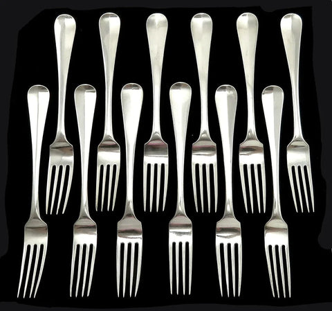 12 Antique 1849-1851 Dutch Sterling .934 Silver Dinner Forks No Mono