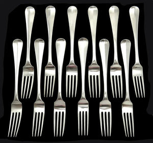 12 Antique 1849-1851 Dutch Sterling .934 Silver Dinner Forks No Mono