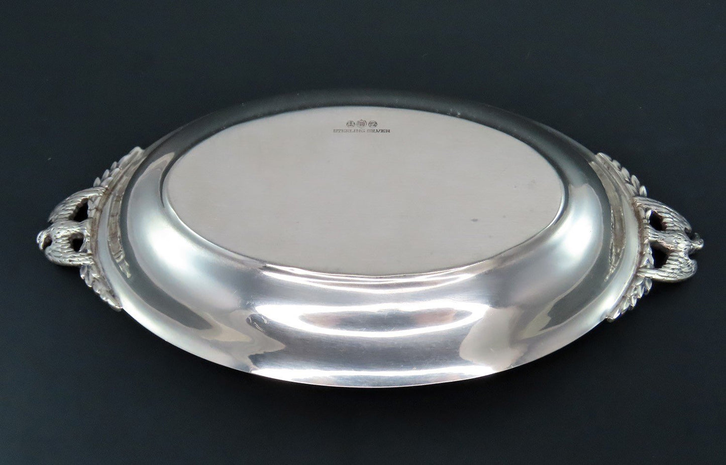 Small Handsome Watson Sterling Silver Oval Bowl Eagle Handles No Mono 7 1/4"