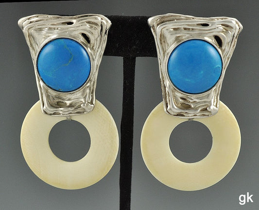 Sylvia Sims Sterling Silver and Genuine Stone Earrings Pierced