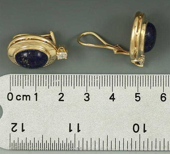 Stunning 14k Yellow Gold Lapis Lazuli & Diamond Earrings