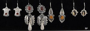 4 Pairs Sterling Silver Genuine Stone Handmade Vintage Dangle Earrings Boho