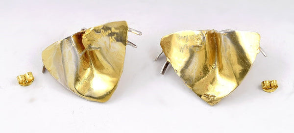 Vintage Floral Gilded Sterling Silver Pierced Earrings