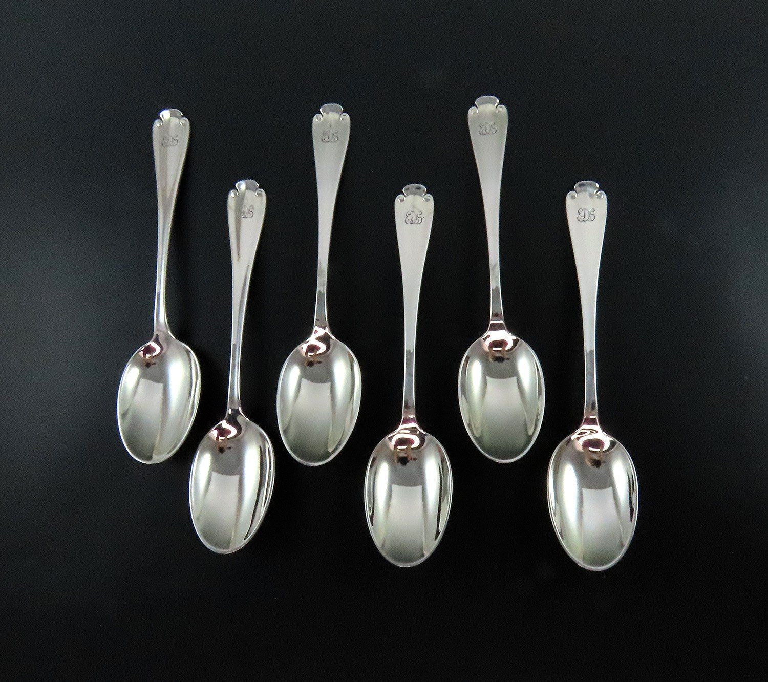 Beautiful 6 Tiffany Co Sterling Silver Flemish Teaspoons 5 7/8"