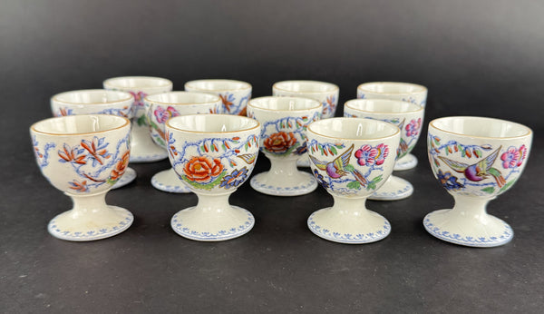 Fabulous Set 12 c1900 English Mason's Ironstone China Flying Bird Egg Cups