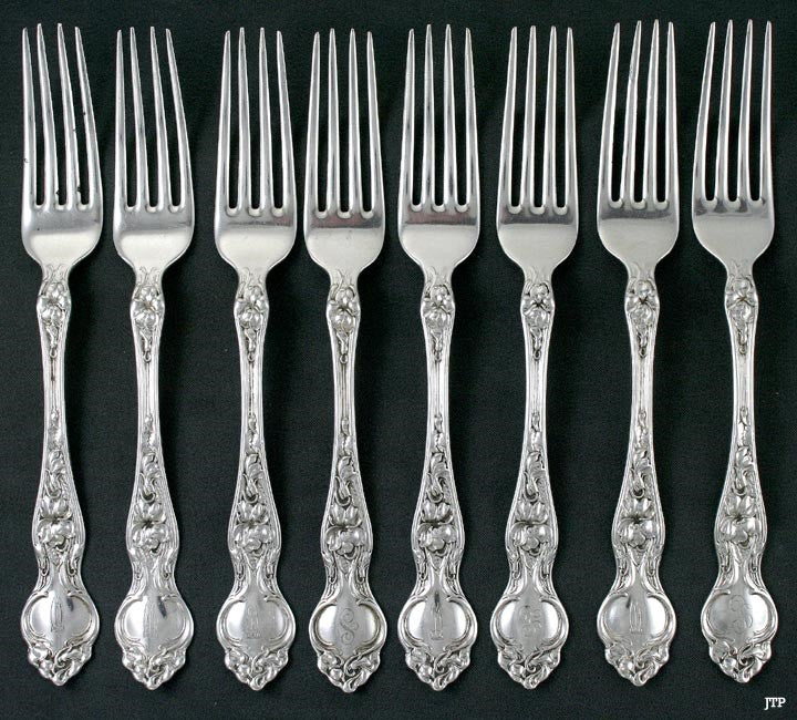 8 Wallace Violet Pattern Sterling Silver Dinner Forks