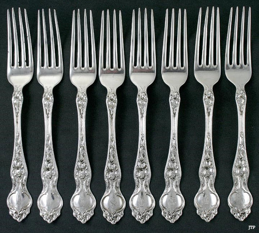 8 Wallace Violet Pattern Sterling Silver Dinner Forks