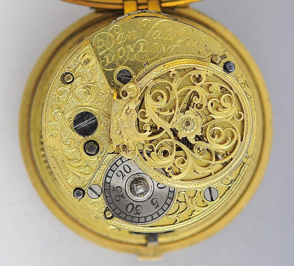 1753 20k Gold English Pair Case Fusee Pocket Watch By Daniel Vauguion