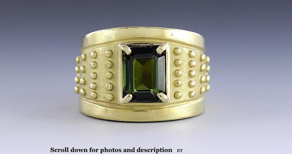 Fabulous 18K Gold and Green Andalusite Ring Size 5 by Naltchayan