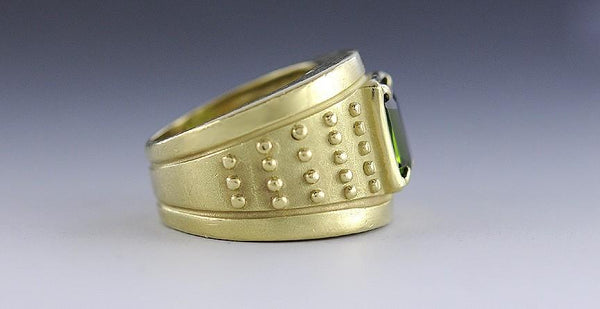 Fabulous 18K Gold and Green Andalusite Ring Size 5 by Naltchayan