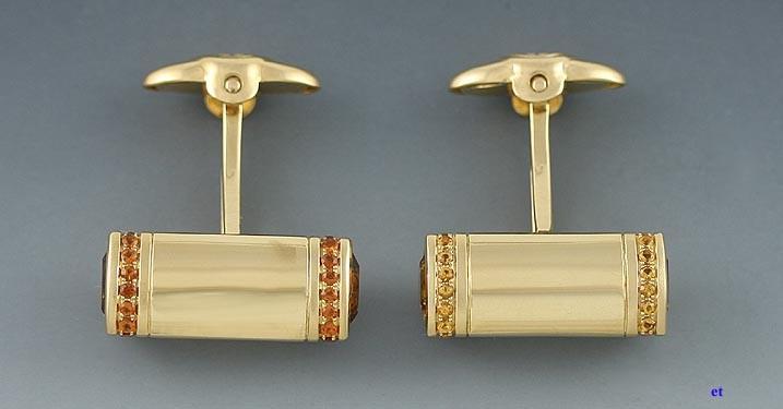 Quality Dolan & Bullock 18K Gold Citrine Cufflinks
