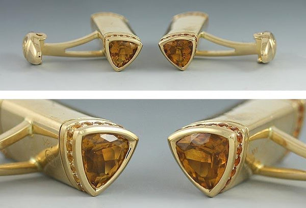 Quality Dolan & Bullock 18K Gold Citrine Cufflinks