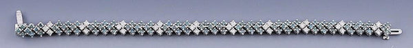 Stunning 14k White Gold White & Blue/Green Diamond Bracelet