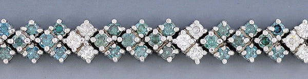 Stunning 14k White Gold White & Blue/Green Diamond Bracelet