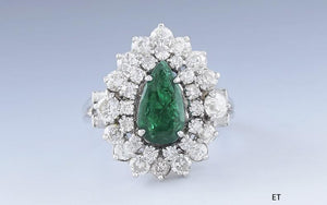 Gorgeous Platinum ~1ct Emerald & ~2ct Diamond Ring