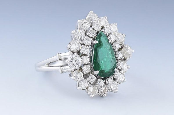 Gorgeous Platinum ~1ct Emerald & ~2ct Diamond Ring