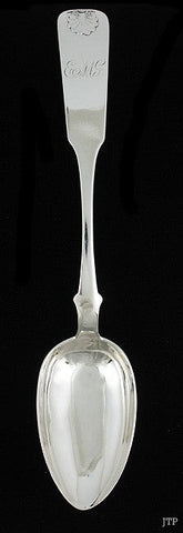 Antique 1845 Russian Silver Fiddle Shell Stuffing Serving Spoon 12.5"