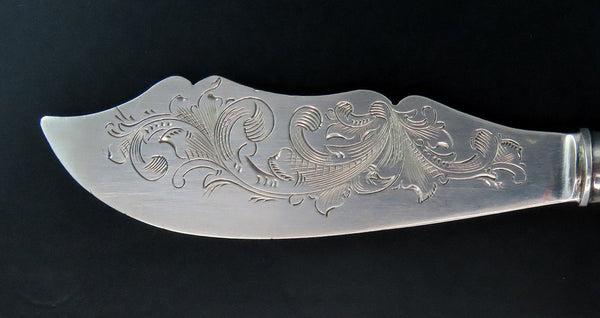 Beautiful Coin Silver Master Butter Knife Engraved Blade 6 5/8"