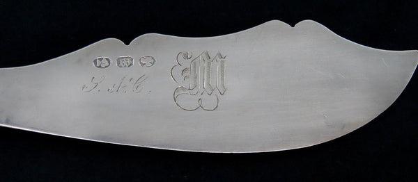 Beautiful Coin Silver Master Butter Knife Engraved Blade 6 5/8"