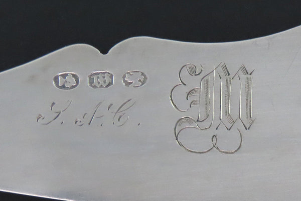 Beautiful Coin Silver Master Butter Knife Engraved Blade 6 5/8"