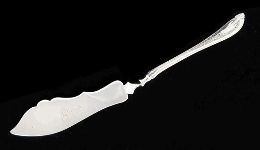 Antique c1870 Wendt Florentine Sterling Silver Cheese Slice/Master Butter Knife