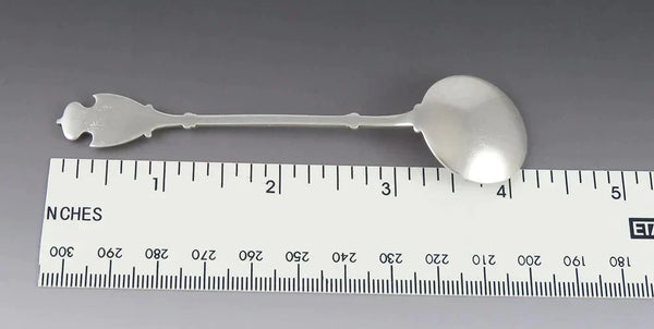 Vintage Silver Enamel Fjord Lion Shield Lake Loen Norway Souvenir Spoon Andersen