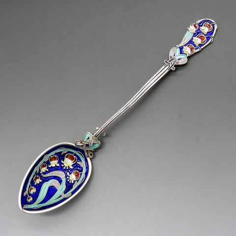 Antique Art Nouveau Norwegian Sterling Cloisonné Enamel Novelty Spoon