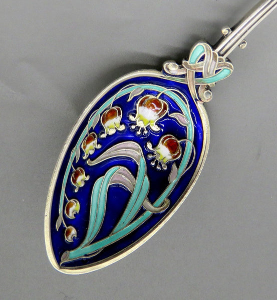 Antique Art Nouveau Norwegian Sterling Cloisonné Enamel Novelty Spoon