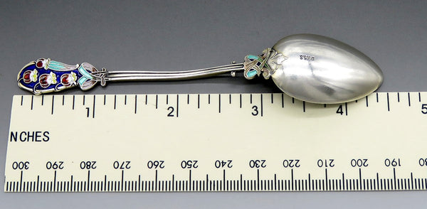 Antique Art Nouveau Norwegian Sterling Cloisonné Enamel Novelty Spoon