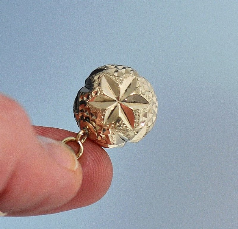 1800s GP American Victorian Watch Fob and Chain w/ Nicely Cut Gold Gilt Ball