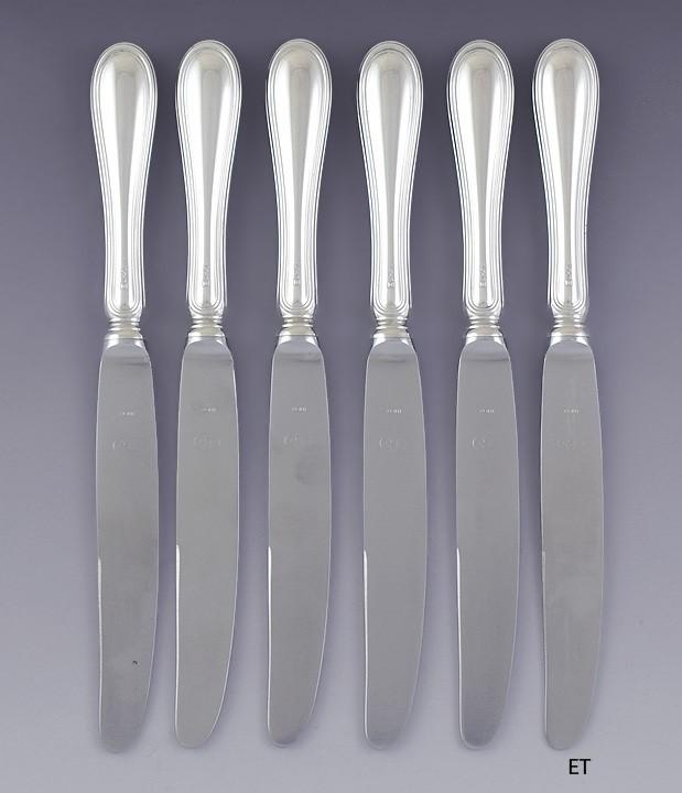 Great Set 6 Italian 800 Silver Greggio Giorgio 10" European True Dinner Knives