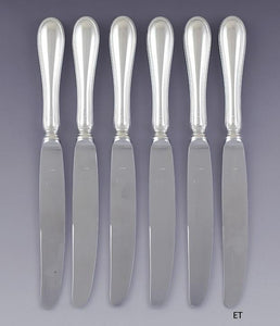 Great Set 6 Italian 800 Silver Greggio Giorgio 10" European True Dinner Knives