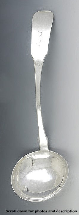Antique 1830s Kirk Fiddle American 917 Silver Soup Punch Ladle 12 1/2"