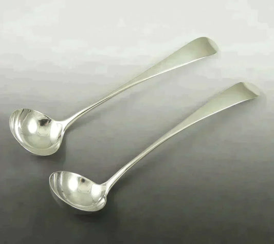 Pair Antique English Georgian c1800 Sterling Silver Gravy/Sauce Ladle NO MONOS
