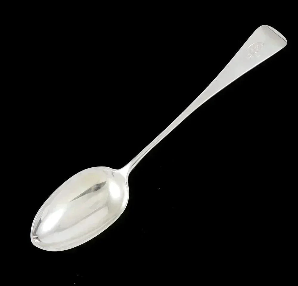 Huge 1893 Victorian English Sterling Silver Platter Serving Spoon Sickle Crest