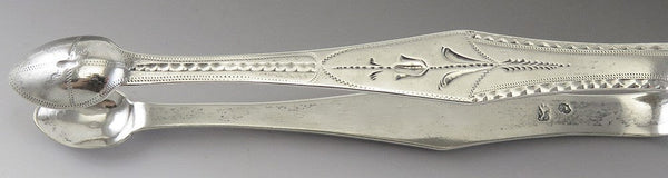 Antique 1798 English Sterling Silver Engraved Sugar Tongs 5 1/8"