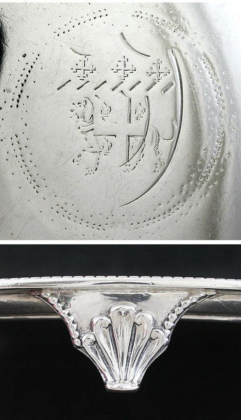 Antique 1779 English Georgian Sterling Silver Footed Salver Tray 7"