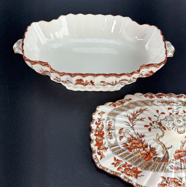 Large Old Copeland Spode India Tree Covered Entrée Dish