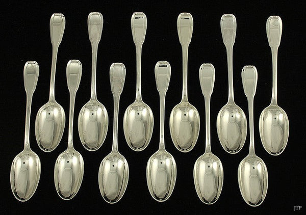 12 Heavy French Sterling Silver Scroll Lapparra Spoons 5 1/4"