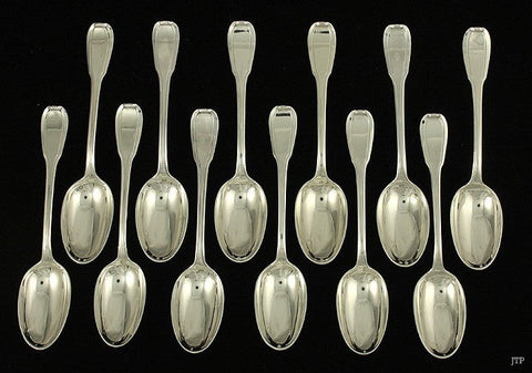 12 Heavy French Sterling Silver Scroll Lapparra Spoons 5 1/4"