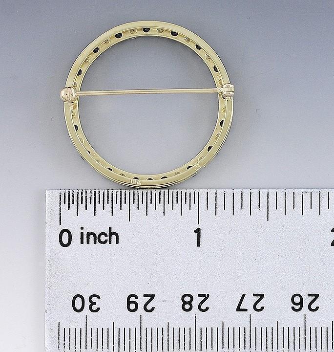 Fabulous 18K Gold ~1.02ct Diamond & ~1.02ct Sapphire Circle Brooch / Pin
