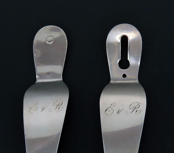 Rare 1836 Large Pair Dutch 1st Standard 934 Silver Jointed Salad Serving Tongs