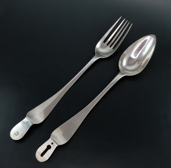 Rare 1836 Large Pair Dutch 1st Standard 934 Silver Jointed Salad Serving Tongs