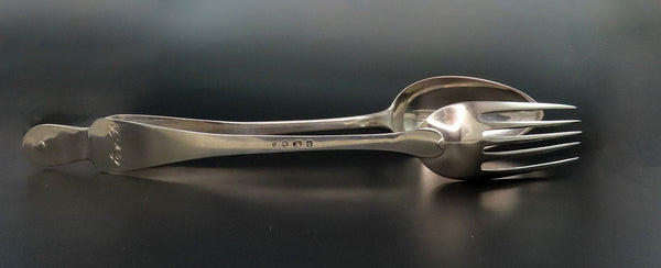 Rare 1836 Large Pair Dutch 1st Standard 934 Silver Jointed Salad Serving Tongs