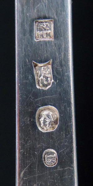 Rare 1836 Large Pair Dutch 1st Standard 934 Silver Jointed Salad Serving Tongs