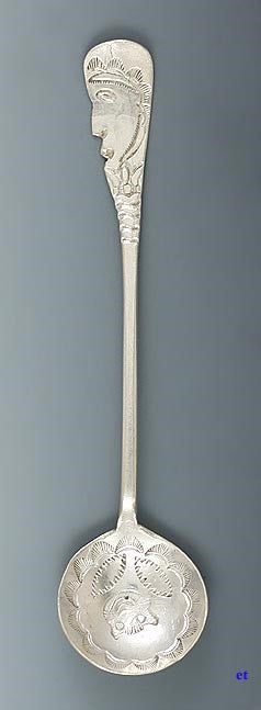 Antique American Indian 900 Silver Profile Face Spoon 4"